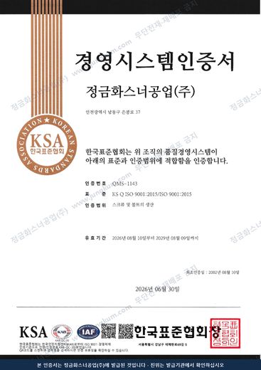 KS Q ISO 9001 : 2015 / ISO 9001 : 2015